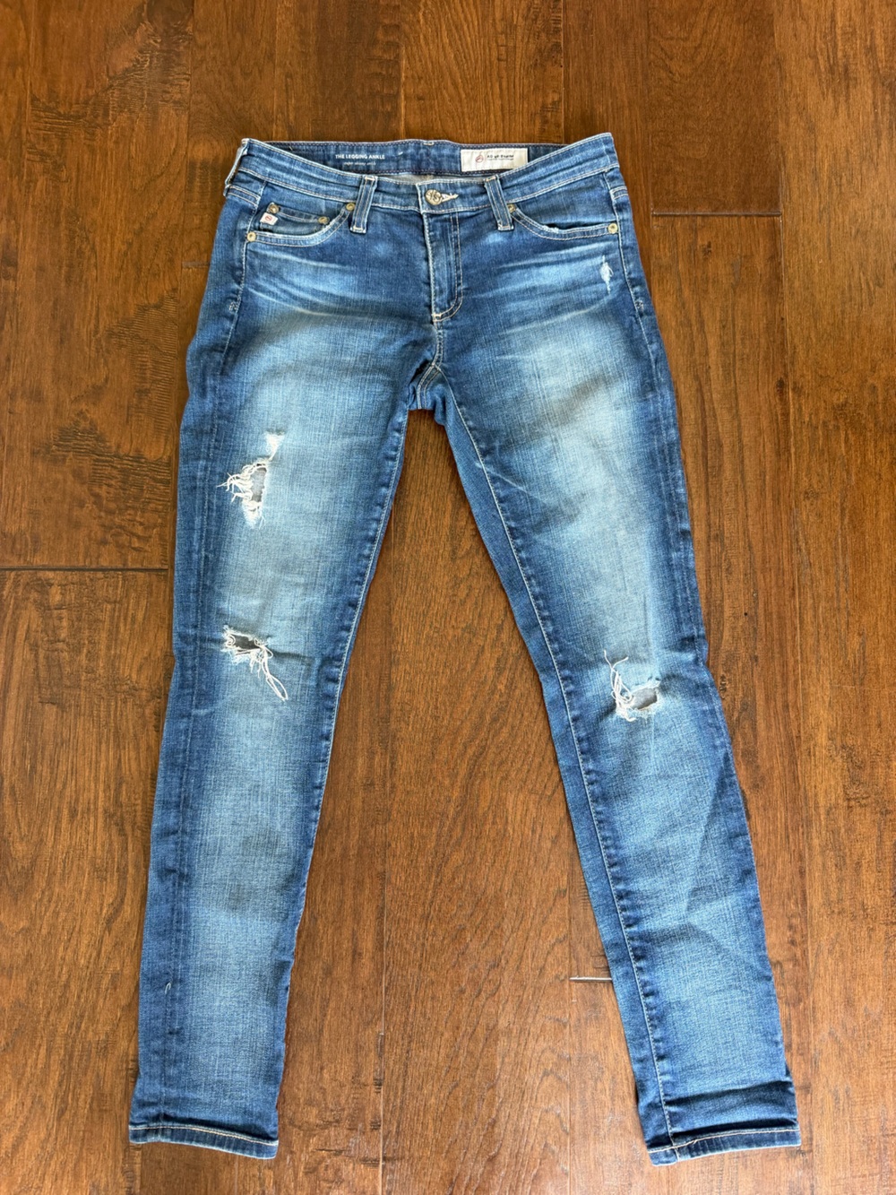 Ag Adriano Goldschmied Distressed Blue Skinny Jeans